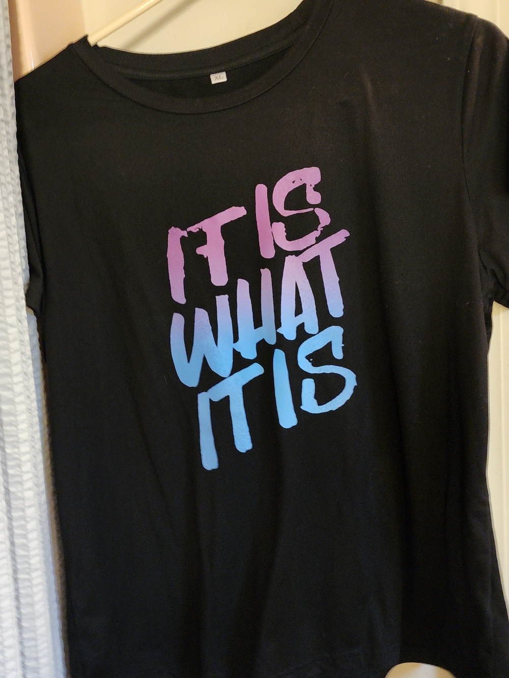 Womens  Tee with Pink-to-Blue Ombre Graphic - Casual Top